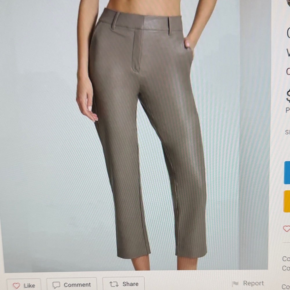 Commando Faux Leather Taupe Crop Pants